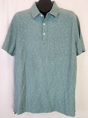 J. Crew Men’s XL Polo Shirt Light Green White Striped Cotton Pocket Casual